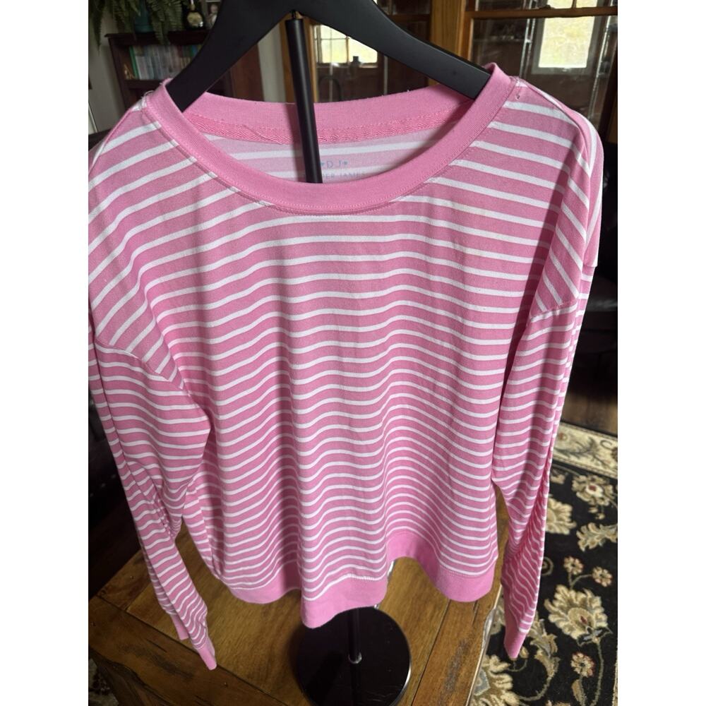 Draper James Pink White Striped Top Women’s Large Long Sleeve Preppy